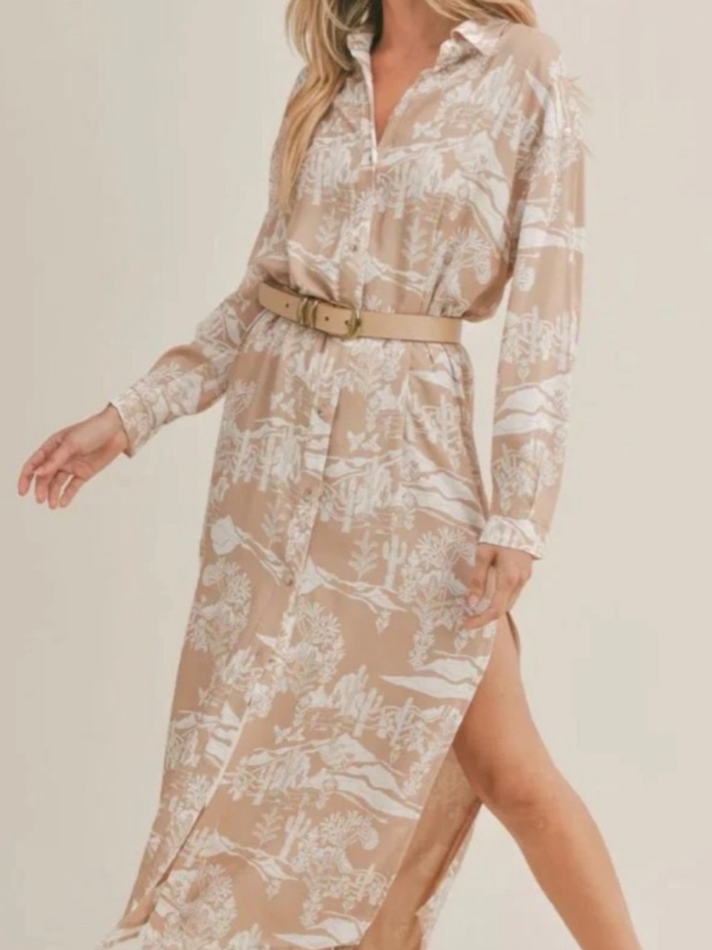 Sadie & Sage High Desert Shirt Dress Maxi Southwestern Button Down Longline Long
